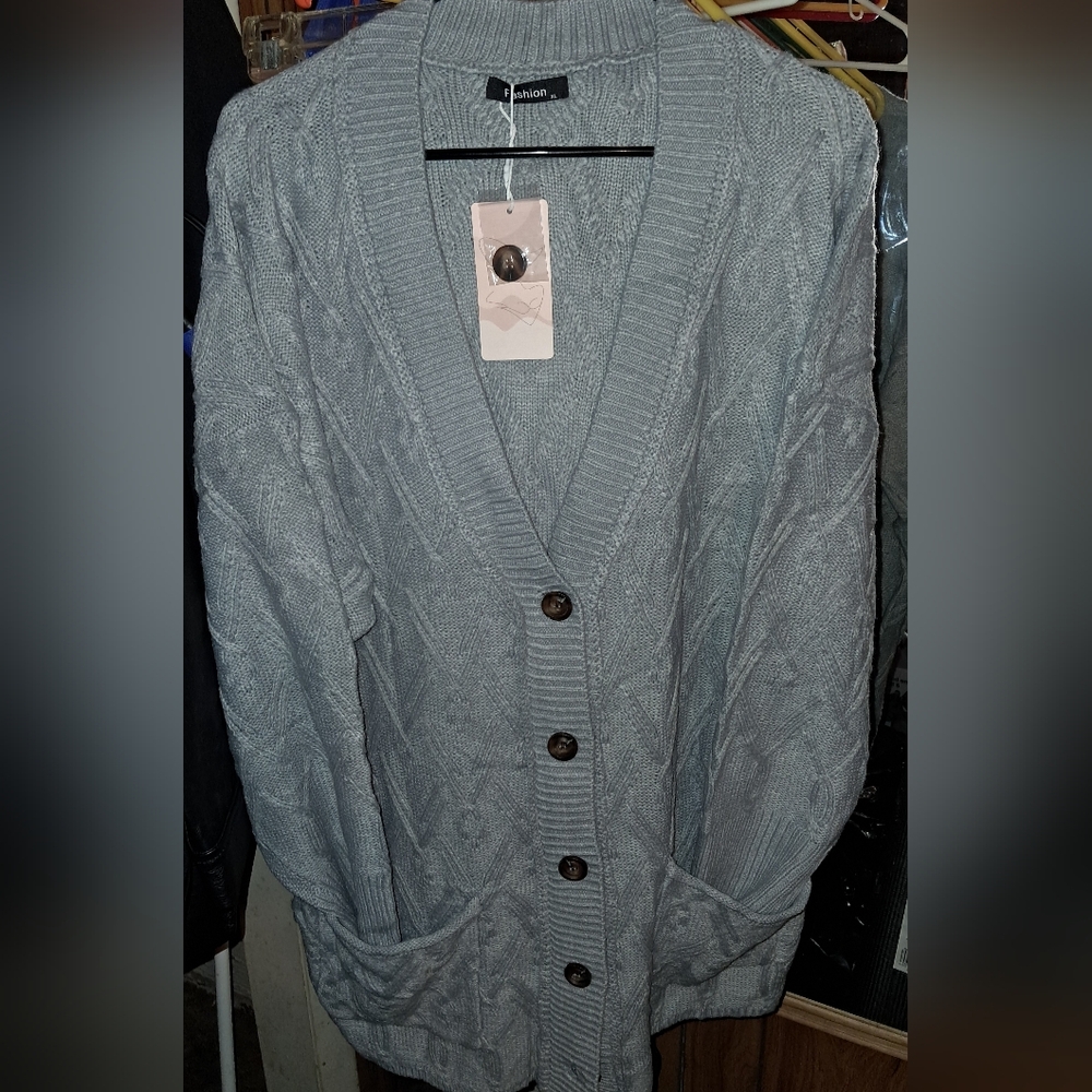 FASHION 5 Button SWEATER Sz XL